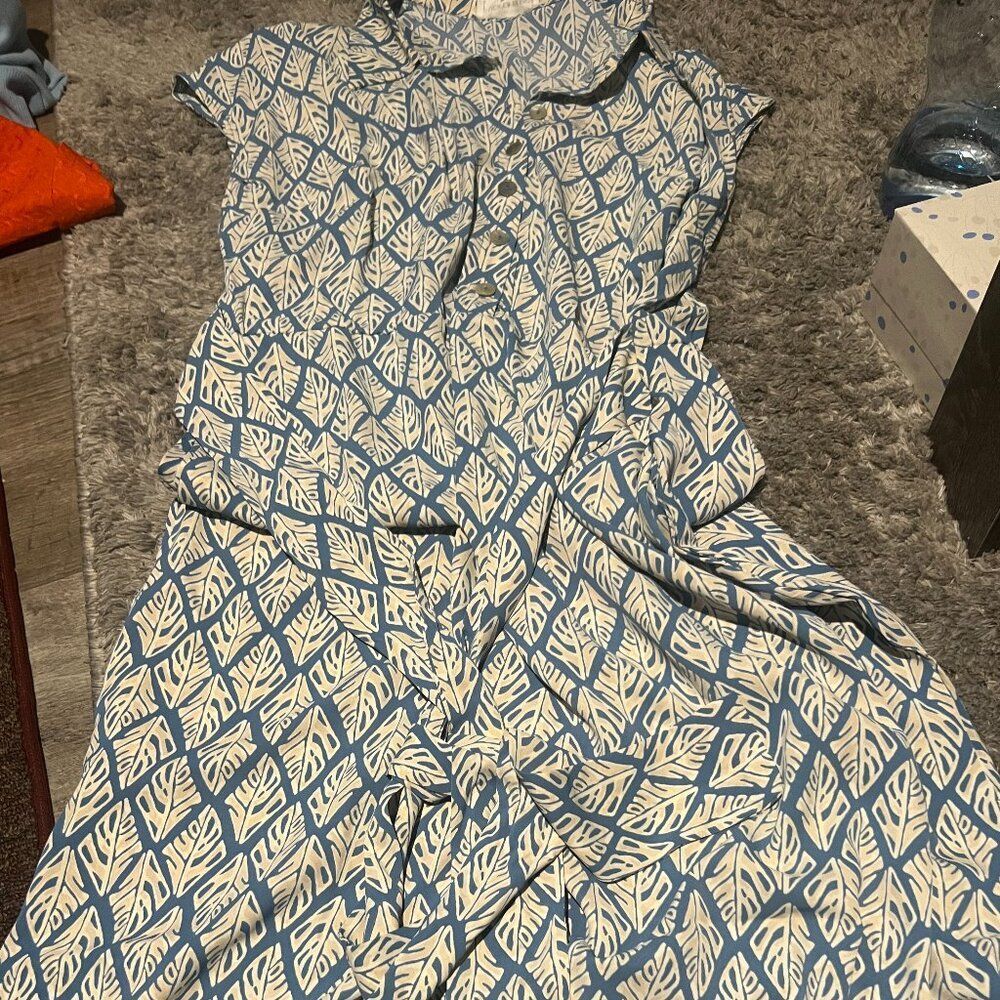 NWT Lucky‎ Brand Blue Geo midi dress size 1X